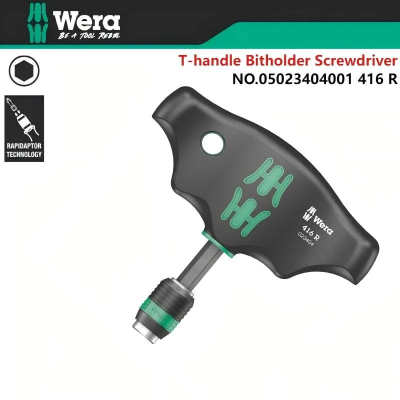 

WERA 05023404001 416 R T-Handle Screwdriver Quick Coupler, 1/4 in. x 45 mm, with strong magnet high torque Quick and Easy