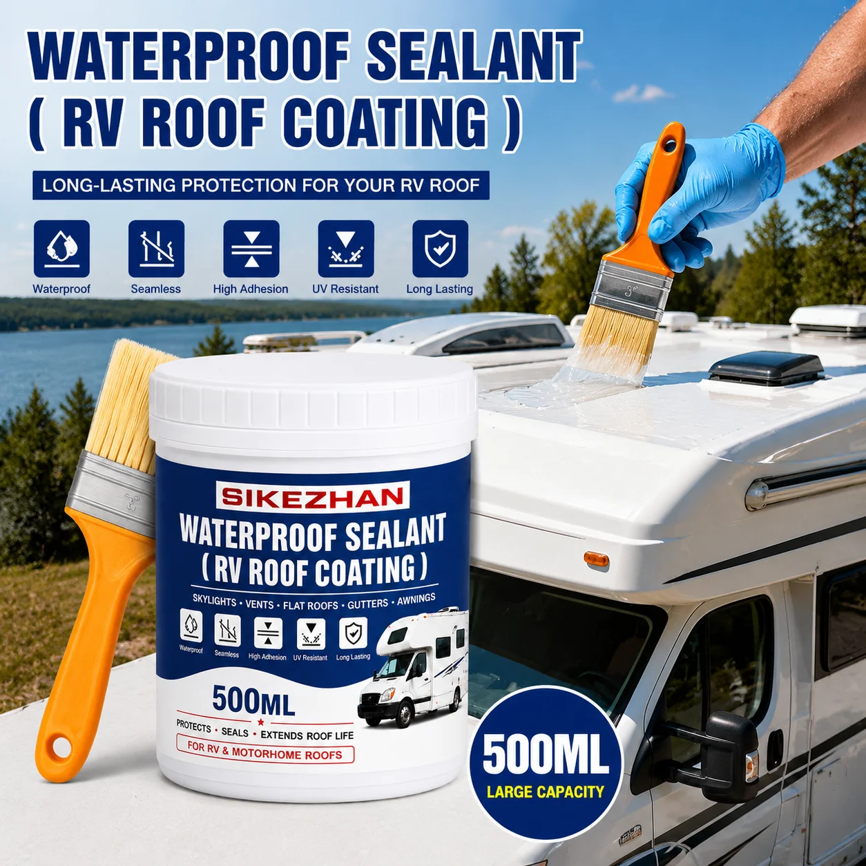 RV Roof Repair Sealant Waterproof Coating for Skylights Vents Awnings Exterior