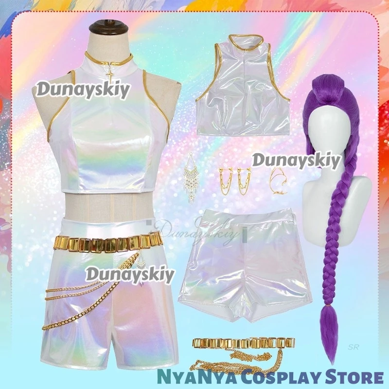 Rumi Anime K-POP Demonos Hunter blanco dorado Cosplay disfraz y peluca Cosplay y accesorios ropa para niños para carnaval Halloween
