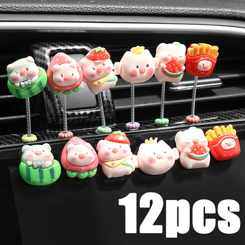 Cute Watermelon Pig Car Ornament Center Console Screen Navigation DIY Resin Electric Jewelry Auto Craft Decoration Accessories