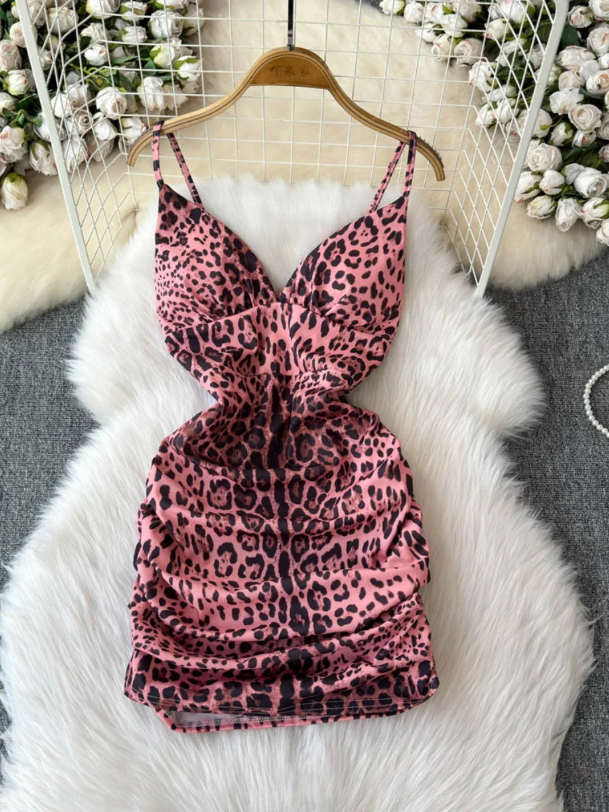 Foamlina Leopard Print Tube Dress Suspender Female Sexy Hip Wrap One-step Trendy Slim Bottom Night Club Dresses Women