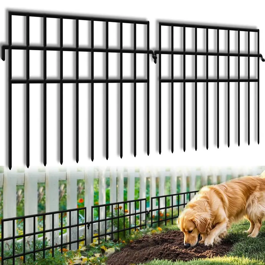 

32 Panels Animal Barrier Fence No Dig, 45.33ftL X 13inH Rabbit Fences Ground Defense Border Small Metal Fencing, Dog Under Barri