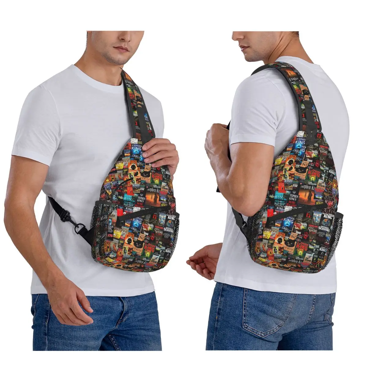 

Чехлы для книг Стивен Кинг, нагрудная сумка с книжным червем 1, мужской рюкзак через плечо на слинге, нагрудная сумка, дорожный походный рюкзак, сумка на плечо
