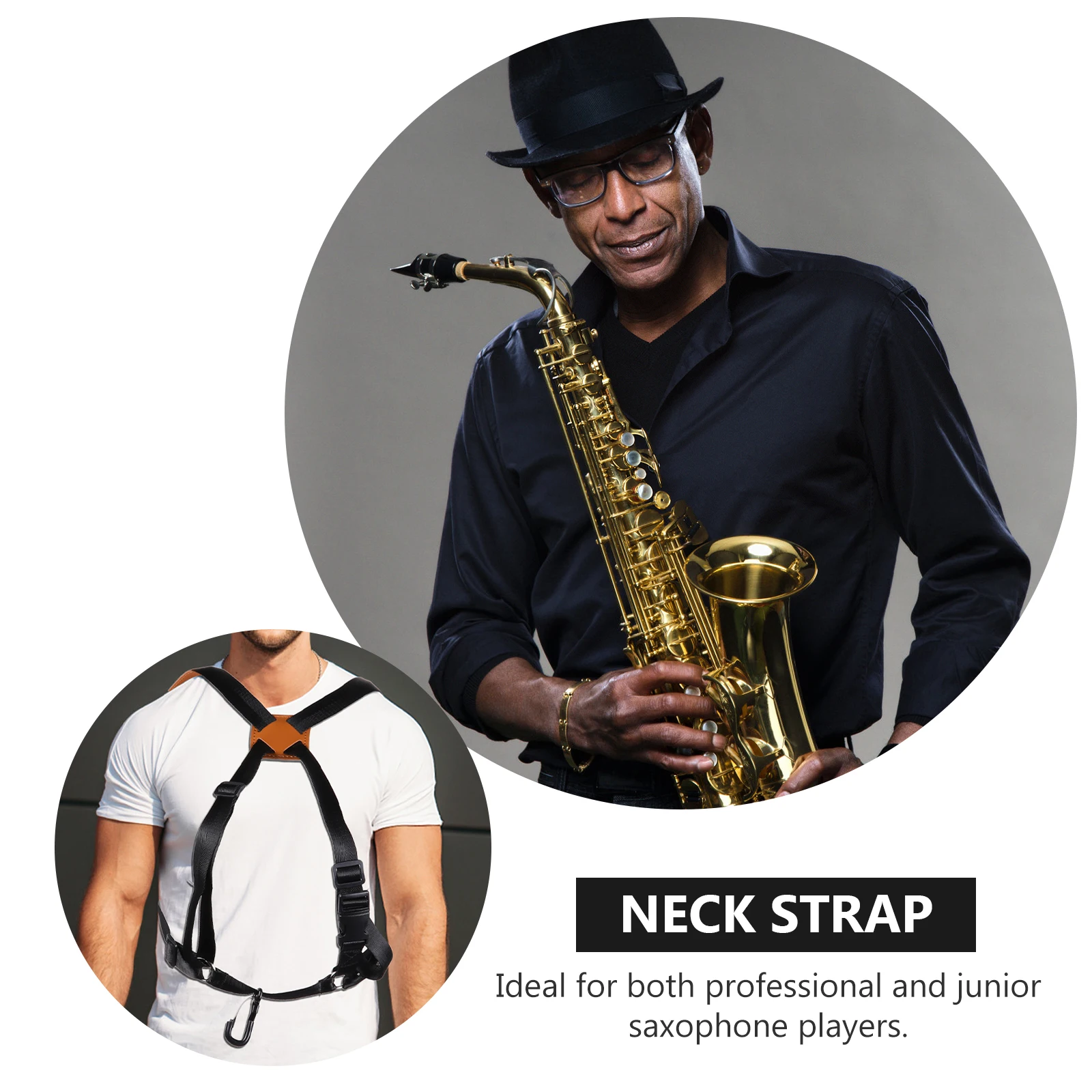 

Saxophone Strap Harness Shoulder Tenor Neck Guitar Straps Double Padded Child