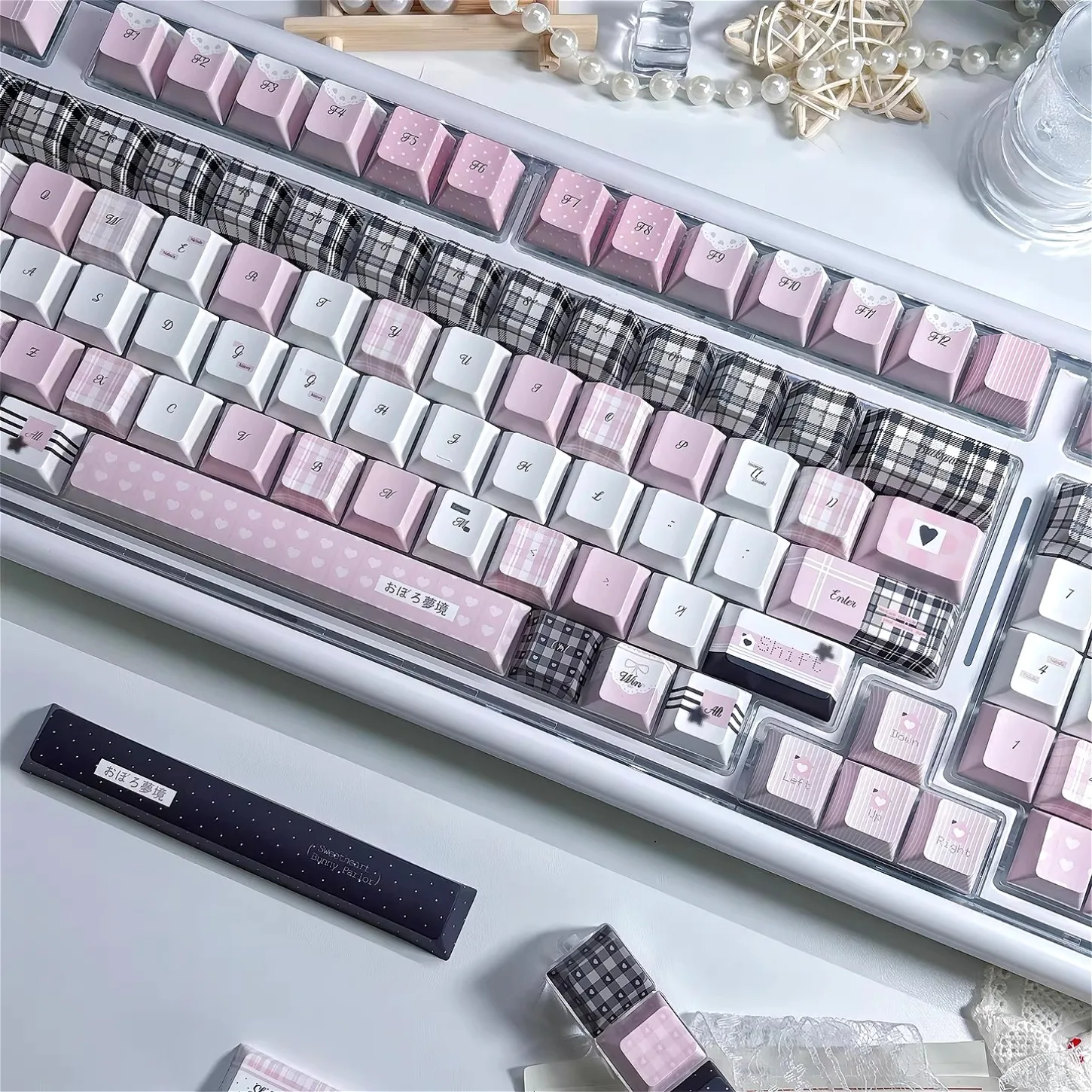 131 Keys Cherry Profile Hazy Dream Girlish Heart PBT Keycaps for 61 75 87 104 108 Mechanical Keyboard