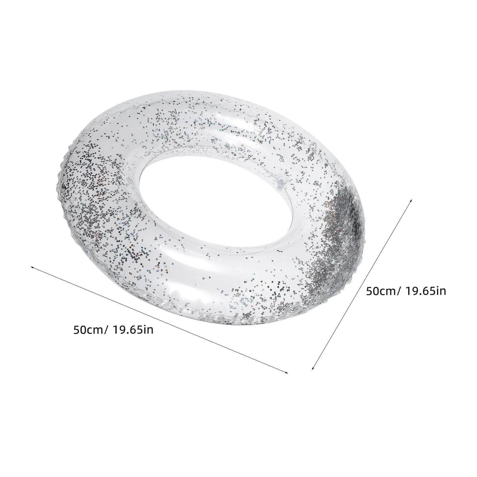 60cm Inflatable Swimming Ring Anti Impact Wear Resistant Transparent Sequin Pool Float for Water Activities