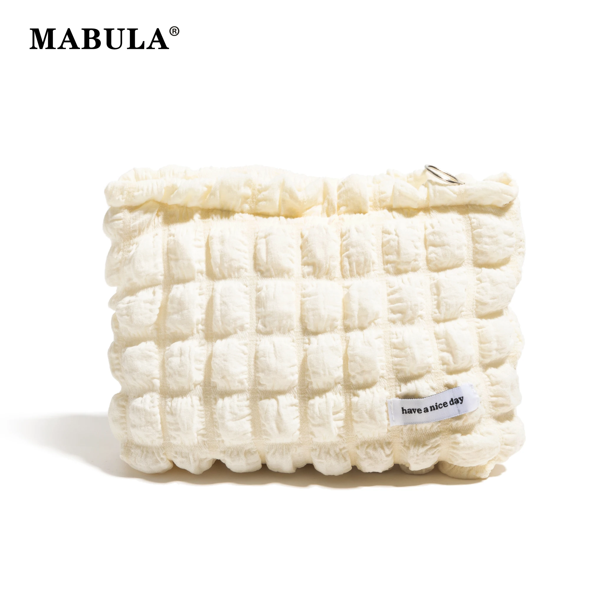 

MABULA Candy Color Bubble Design Large Capacity Makeup Bags Portable Women's Cosmetic Bag Zipper Toiletry Bag Lightweight Clutch