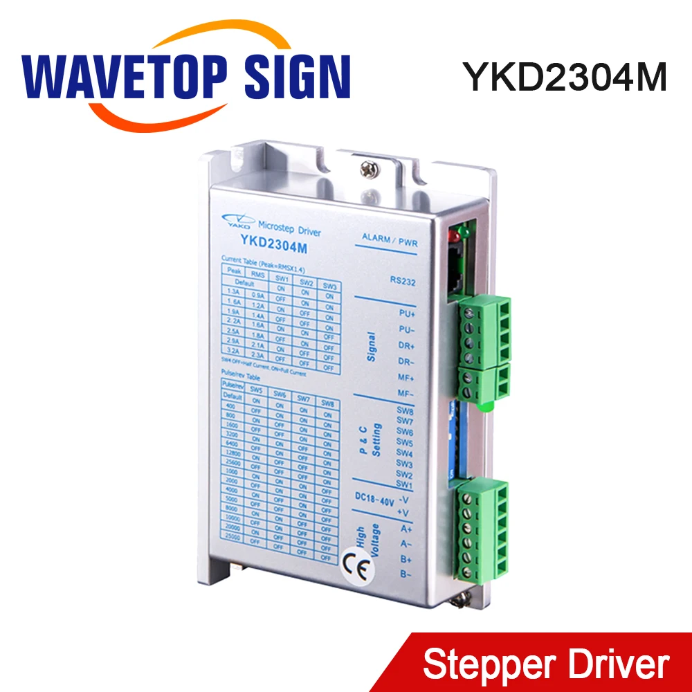 WaveTopSign YAKO Stepper Motor Driver YKD2304M 2Phase Inout Voltage 18-40VDC for Co2 Laser Cutting and Engraving Machine