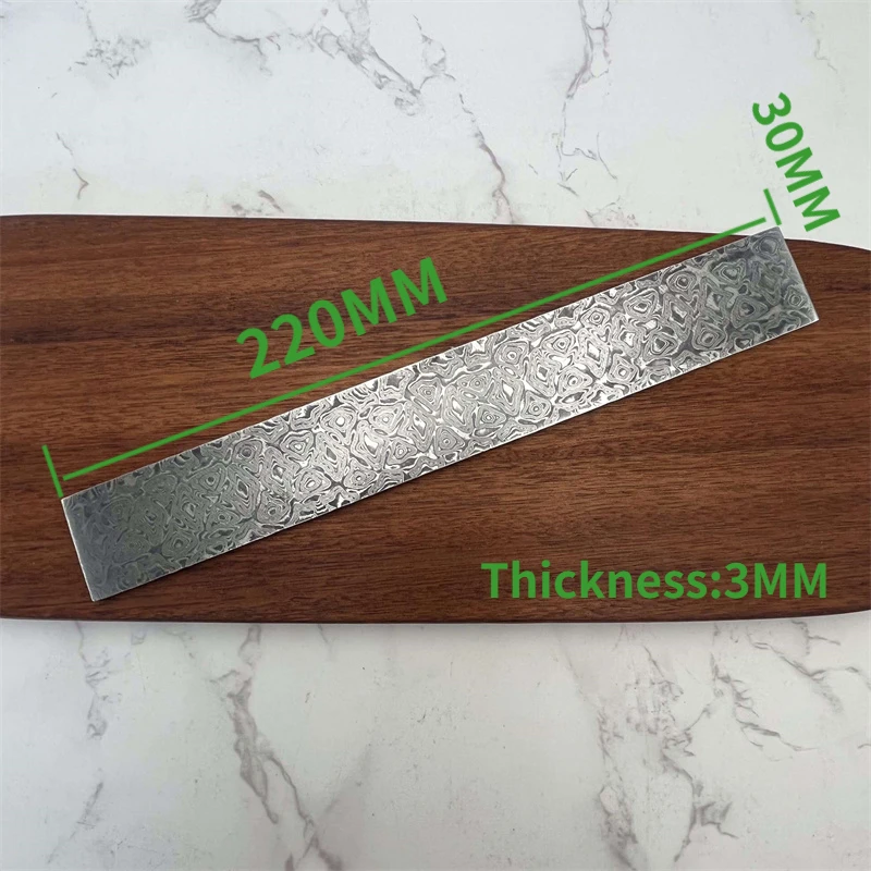 1 Pcs VG10 Sandwich Damascus Steel for DIY Exquisite Knife Making Wave Pattern Steel Knife Blade Blank Has Been Heat Treatment