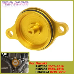 For SUZUKI RMZ 250 450 RMX450Z 2005 2006 2007-2017 2018 Endurance Motocross accessories CNC Aluminum Engine Oil Filter Cover Cap