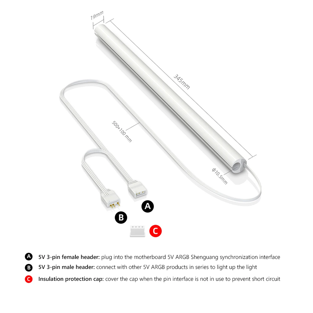 Imagem -06 - Tubo de Refrigeração de Água para Decoração de Caixa de Computador Aura Sync Luminosa Silicone Faça Você Mesmo 5v Argb de Pinos Pcs por Conjunto