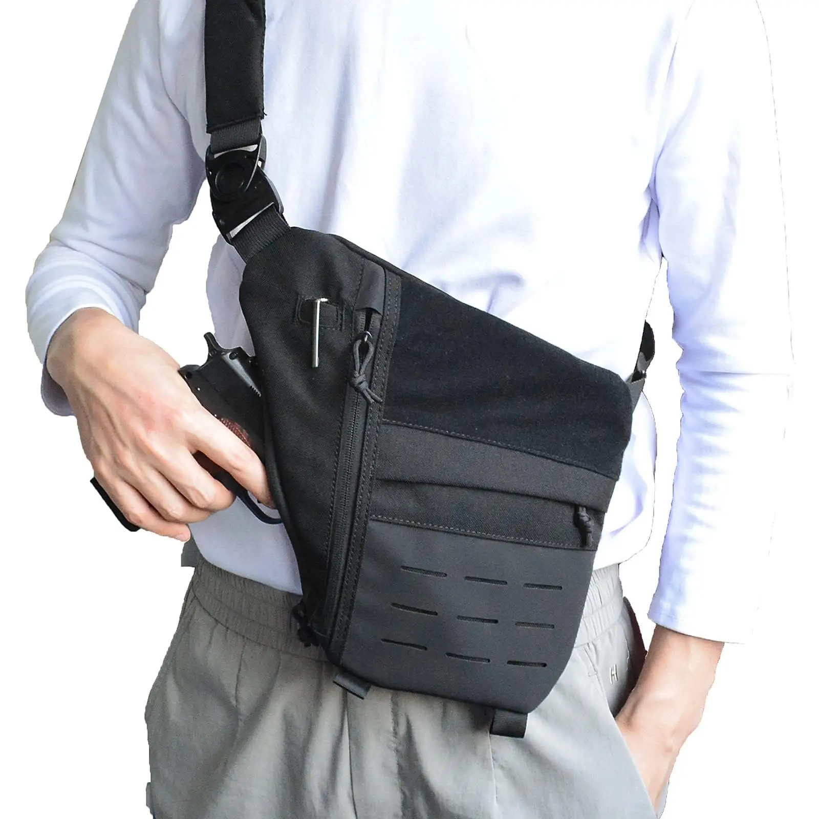 Tactical Crossbody Sling Bag for Men Conceal Carry Gun Bag Shoulder Chest Pack Personal Pocket