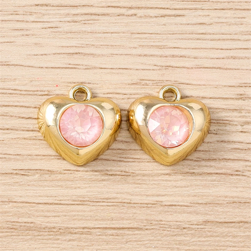 5 Stück 12x12mm Niedliche Kristall-Liebesherz-Anhänger für Schmuckherstellung, Halsketten, Ohrringe, Armbänder, Zubehör, DIY-Bastelarbeiten, Geschenk – Detail 4