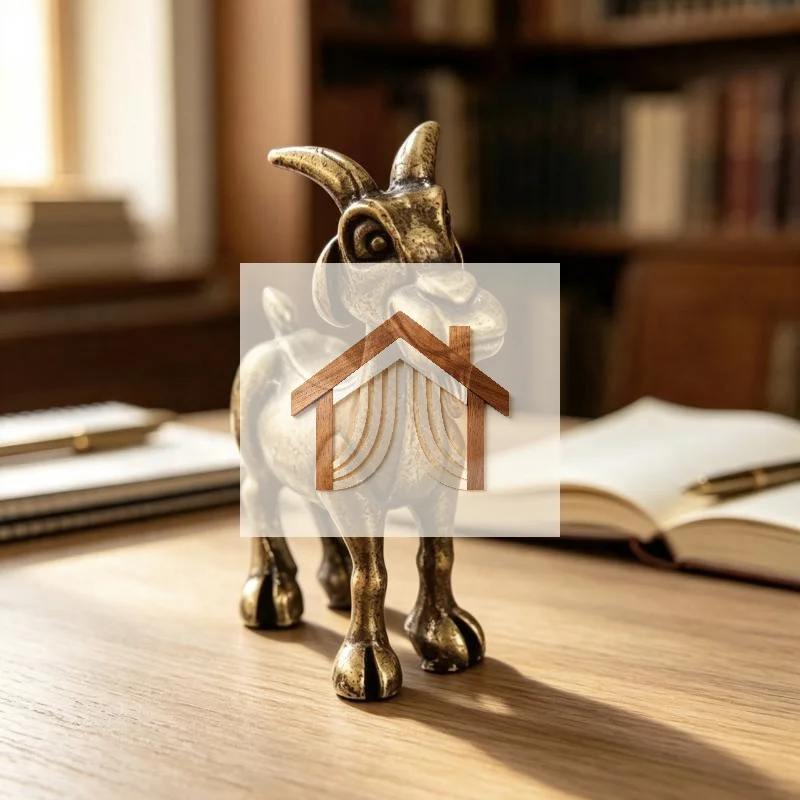 Vintage Brass Goat Decorative Statue Retro Aesthetic Animal Sculpture Practical Tea Pet for Living Room Shelf Decor