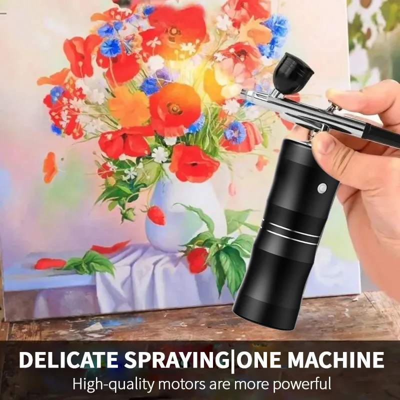 Mini Kit de compresseur d'air de pulvérisation d'oxygène, brosse à Air, pistolet de pulvérisation, processus de tatouage des ongles, outil de pulvérisation Nano