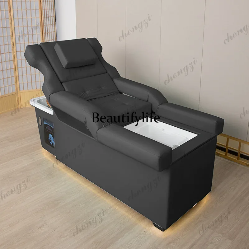 Z138   Ear icking Electric Shampoo Chairs Comfort Massage Bed Lounge Shampoo Chairs Shower U Leather Furniture