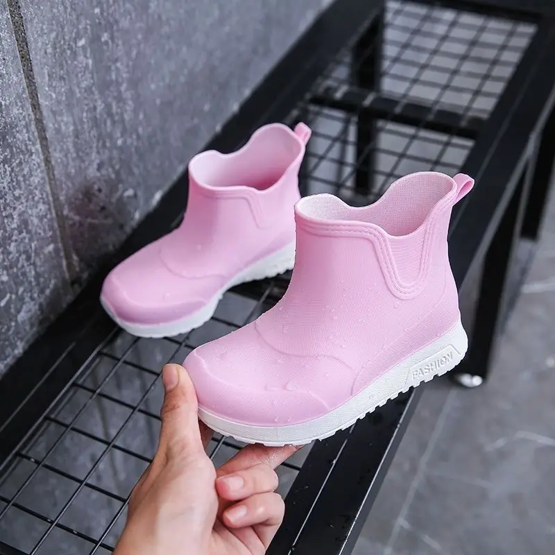 Autumn Winter Waterproof Fleece Lined Short Rain Boots for Girls Non Slip Outdoor Galoshes Student School Waterproof Shoes​