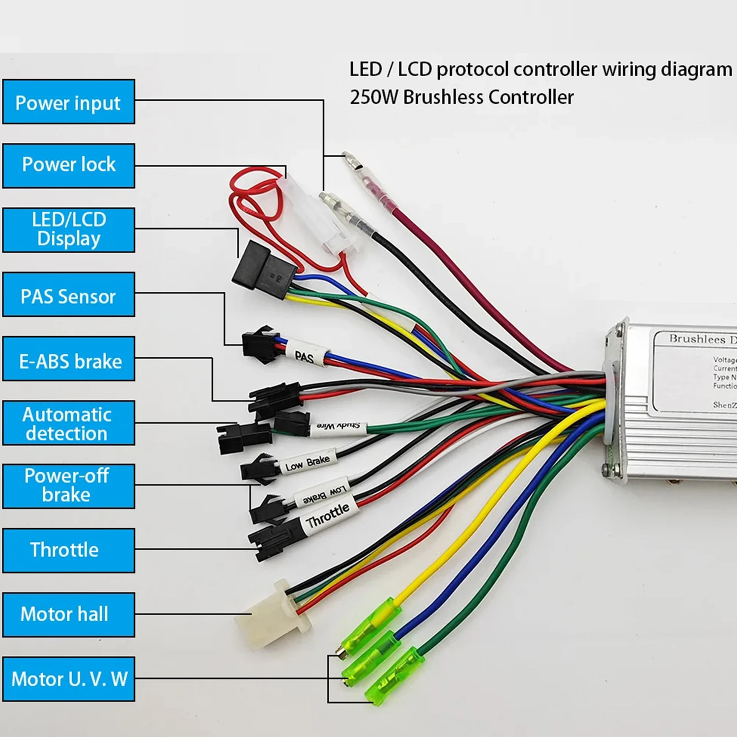24V 36V 48V 250W 350W Brushless Controller 6MOSFET 15A Square Wave Controller Can match No. 2 protocol Display S866 S810 SW900
