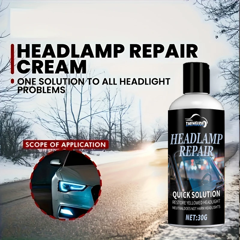 Car Headlight Restoration Kit: Polishing, Scratch Repair, and Anti-Yellowing Solution — Easy Diy, Enhances Brightness and Reduces Aging Issues