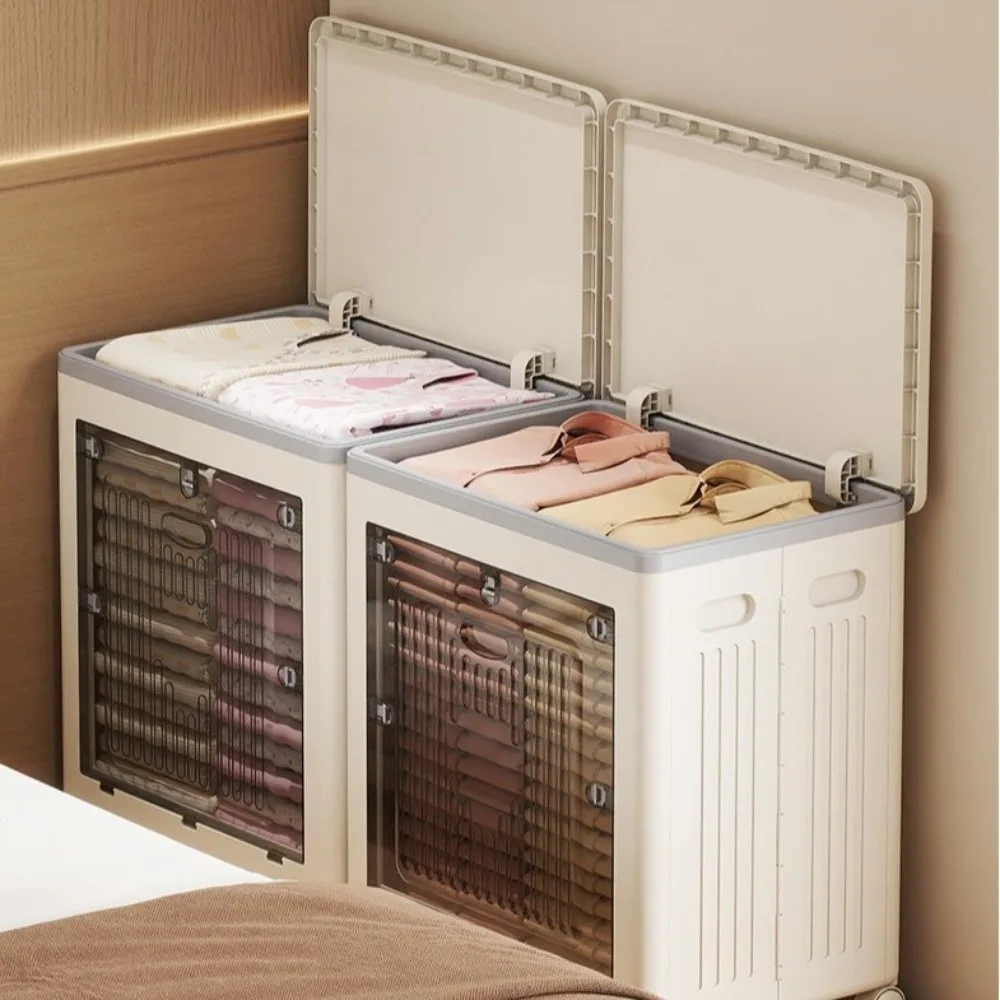 

Складной ящик для хранения в гардеробе, раскладушка с колесами, корзина для хранения одежды, пластиковый штабелируемый ящик для хранения игрушек