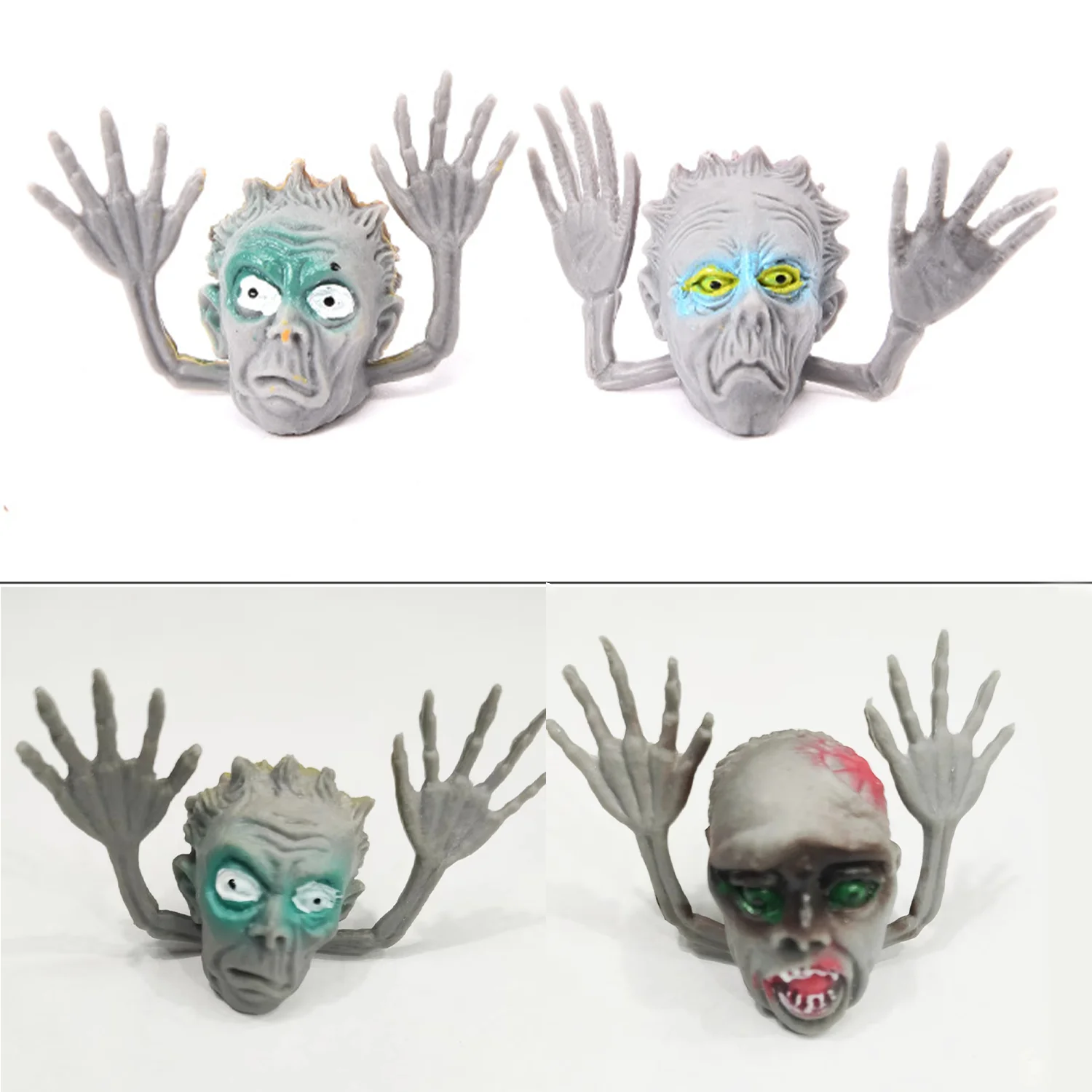 Ghost Head Finger Set Halloween Trick Party Plastic Toys Parent Child Interaction Zombie Witch Finger Gloves