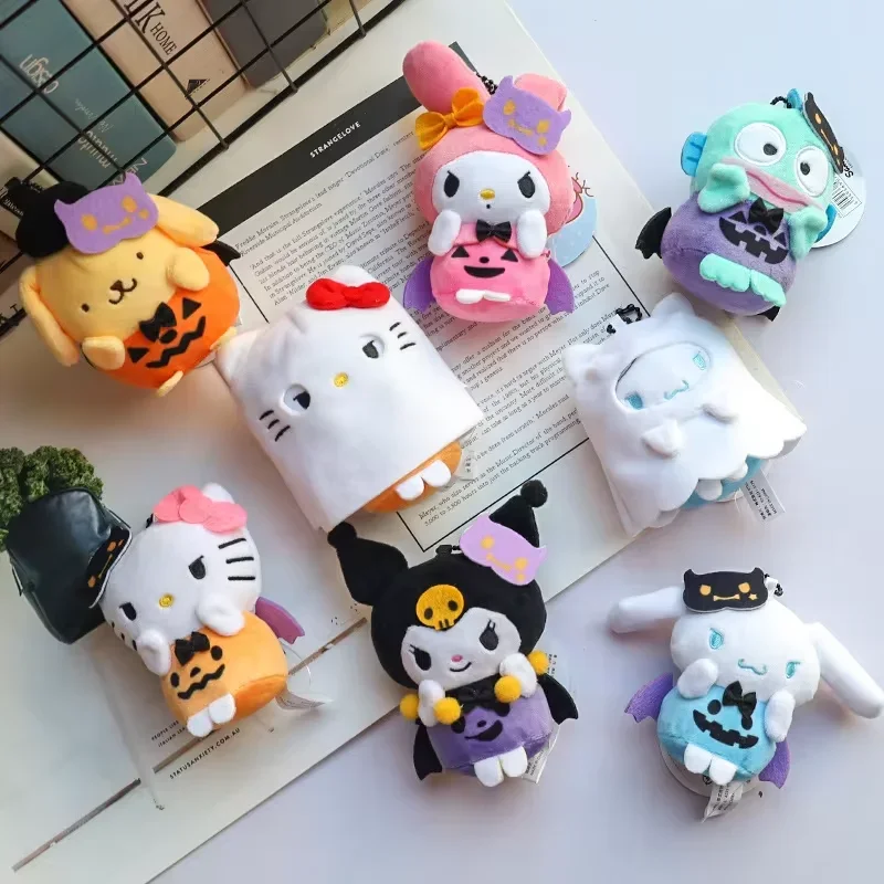 Sanrio Halloween Series Plush Doll Hello Kitty Kuromi Ghost Toys Key Pendant Bag Decorate Accessories Birthday Halloween Gifts