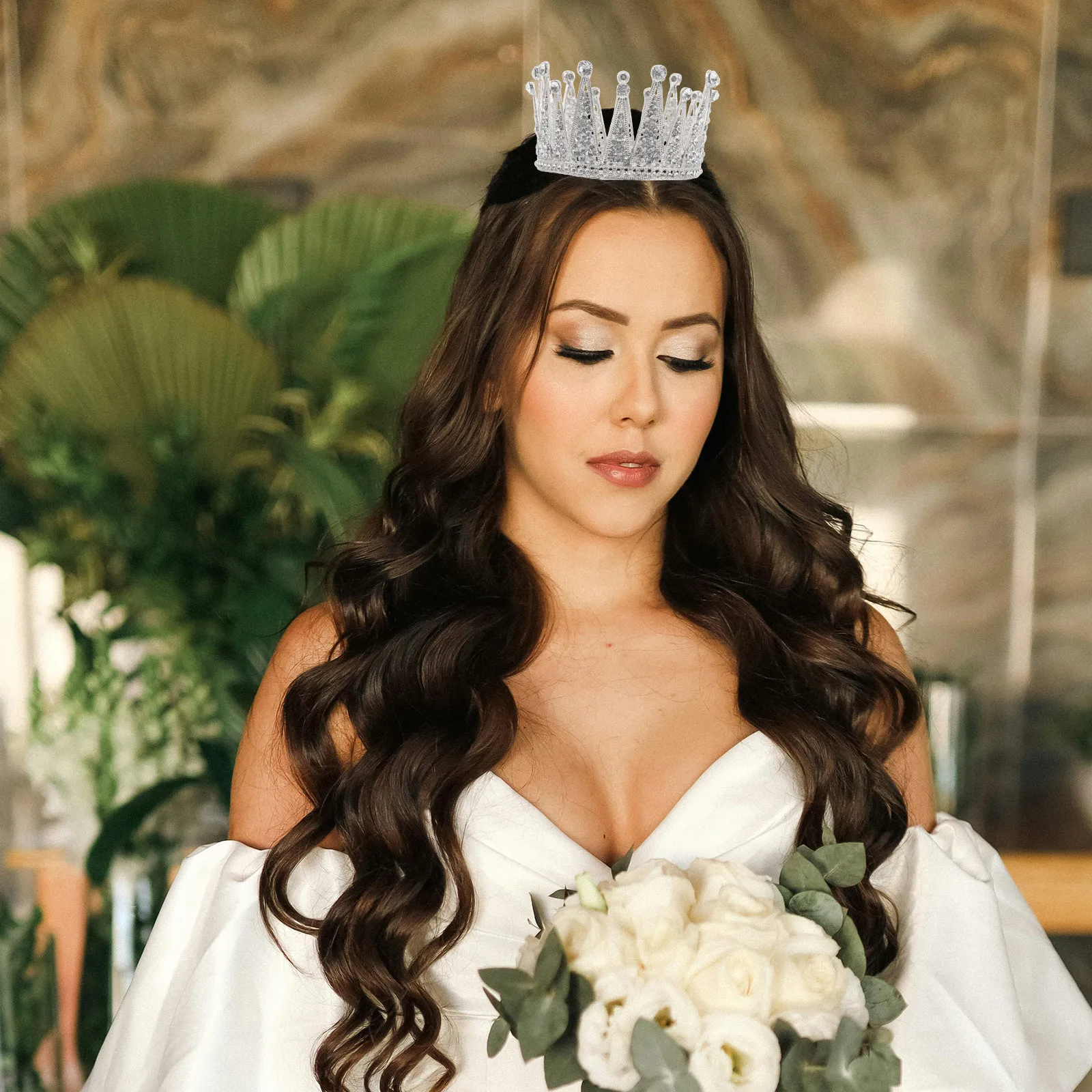 

Full Round Bridal Rhinestone Crystal Tiara Headpiece for Wedding Birthday Party Hair Accessory Bridal Crown