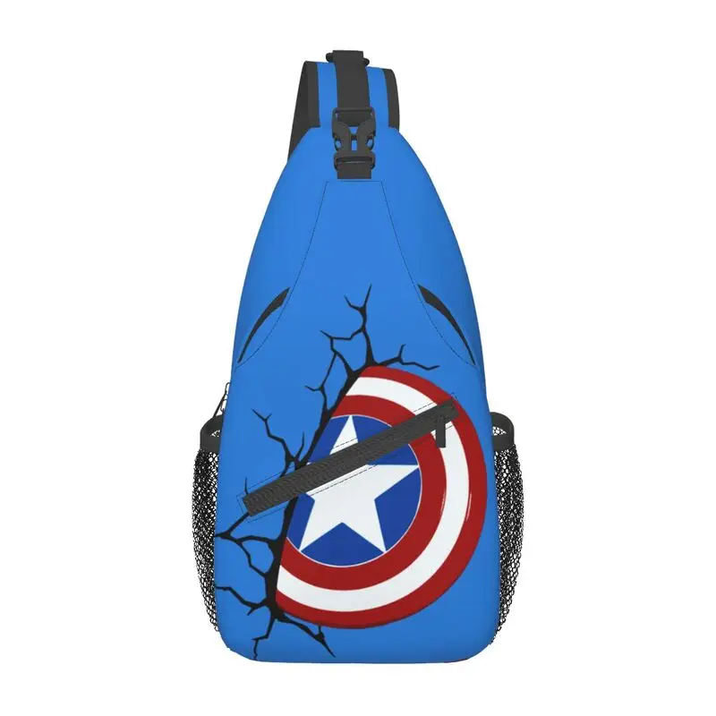 Bolso informal de Capitán América para ciclismo, mochila cruzada de pecho para hombre, mochila de hombro para acampar, mochila de día