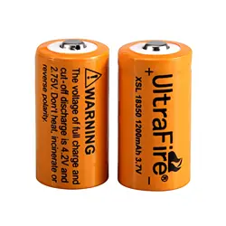 UltraFire 18350 1200mAh Batteria agli ioni di litio a bottone PCB superiore 3.7V Celle agli ioni di litio ricaricabili per torcia elettrica spazzolino da denti giocattolo