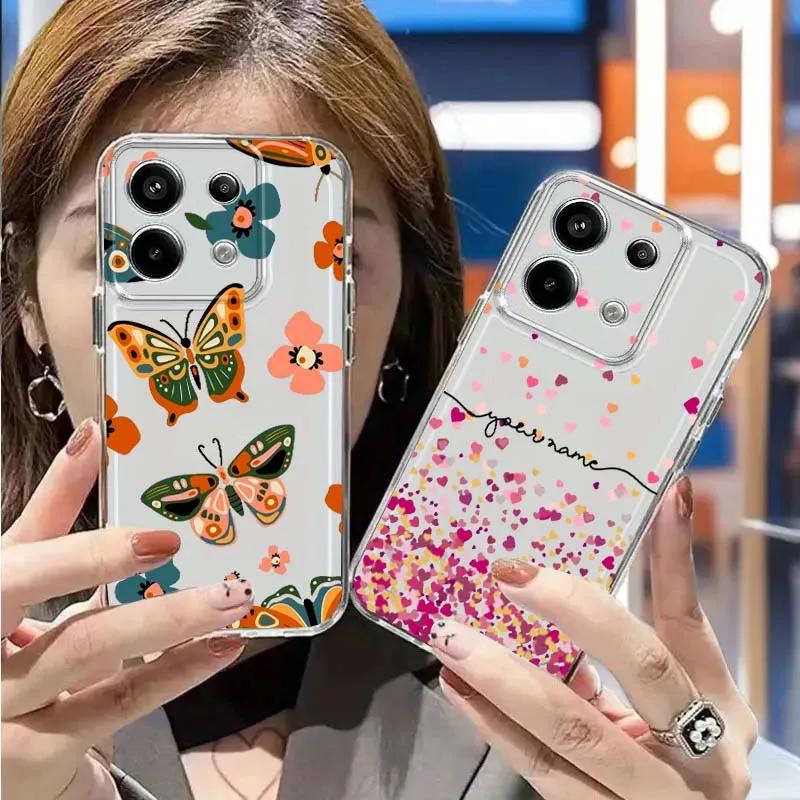 

Color Butterfly Love Lip Cherry For Xiaomi Redmi Note 14 13R 13 12 12S 11 12T 11S 11T 10 Pro Plus Transparent Phone Case