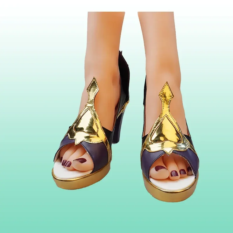 Juego de Anime Genshin Impact Yelan, zapatos de mujer, botas, accesorios para fiesta de Halloween, botas de tacón alto personalizadas