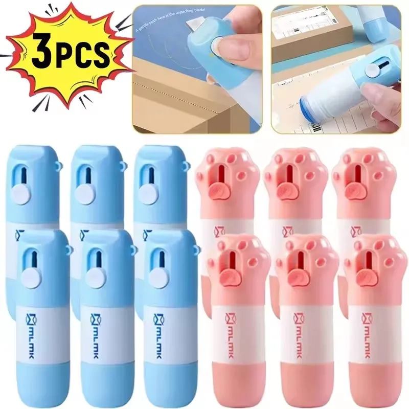 Retractable Box Opener Thermal Paper Correction Fluid With Unboxing Knife Privacy ID Information Blackout Theft Protection Stamp