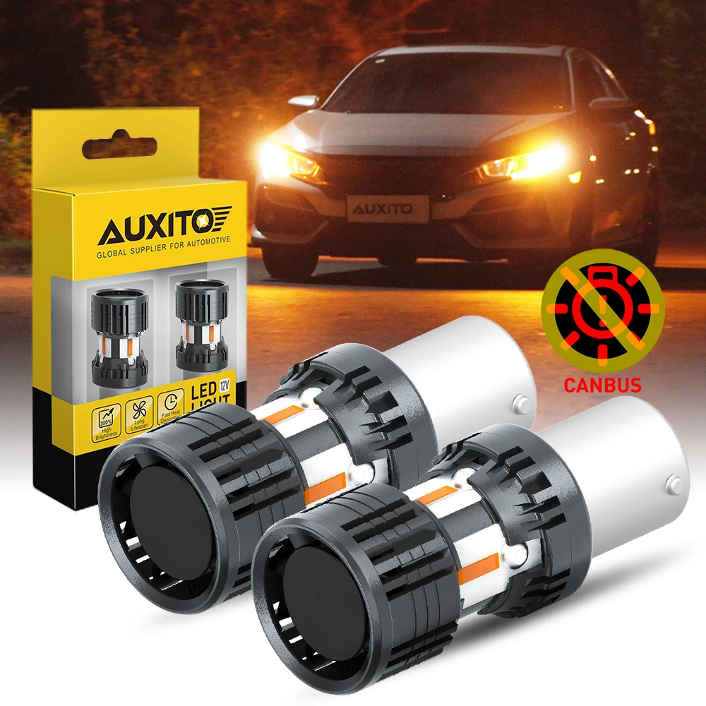 

2X Amber 1156 P21W BA15S LED Super Bright Canbus Error Free Turn Signal Lamps Bulb For VW Ford Indicator Light No Hyperflash 12V