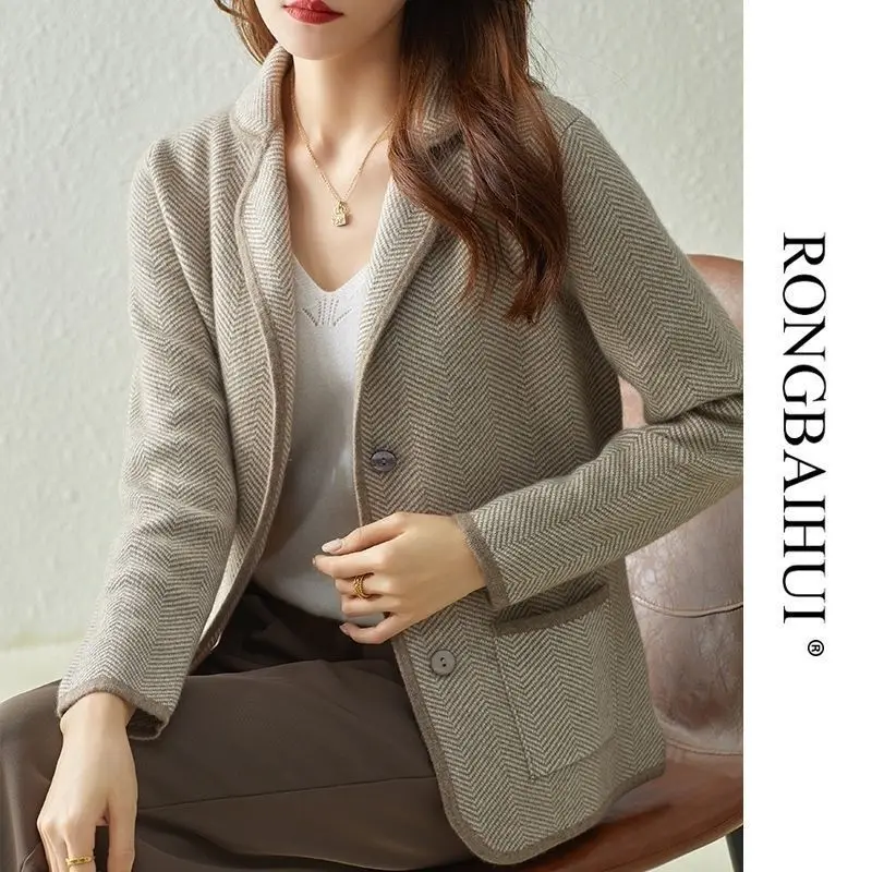 Cardigan Jacket Women's Autumn Winter Suit Collar Knitted Sweater Korean Version Loose and Thick Temperament High-end Jackets