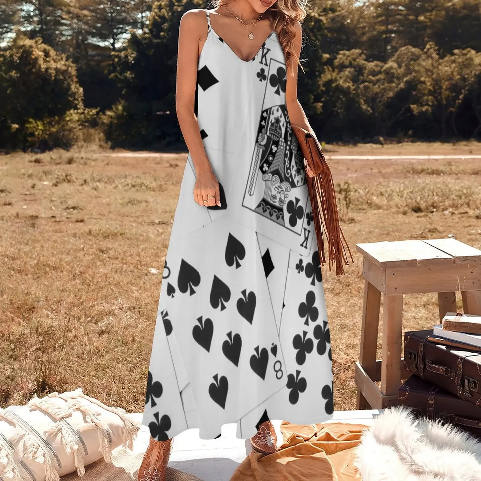 Playing Cards - Black & White Sleeveless Dress summer dress womens 2024 evening dresses women Aesthetic clothing sexy dress