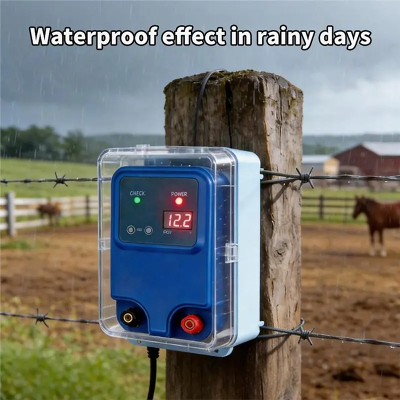 A96K-Electronic Fence Kit 10KM 1.5J Charger For Livestock Poultry Animal Prevention Tool US Plug