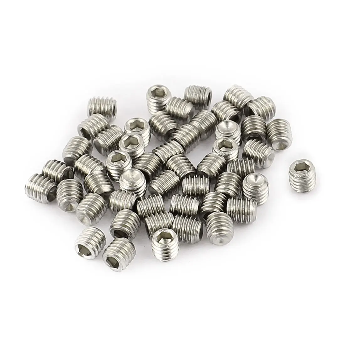50/100Pcs M3 x 3mm M3 X 4mm Thread Hexagon Socket Drive Cup Point Head Grub Screws Nickel