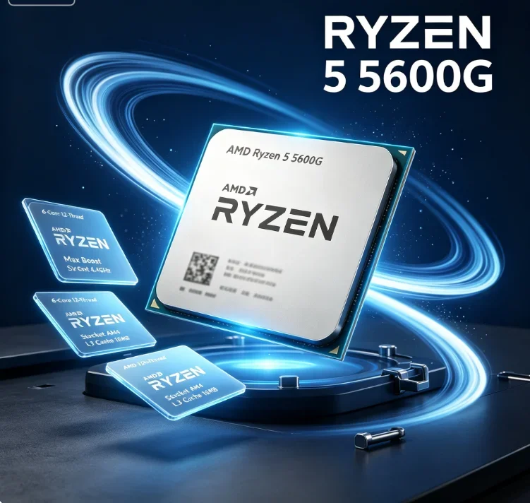 Student Daily Study PC CPU AMD Ryzen 5 5600G iGPU 6C12T 65W AM4 Socket Light Gaming Processor Without Cooling Fan