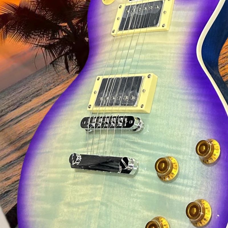 

40 Inch Purple LPG00P Electric Guitar Mahogany Body 22 Tone HH Pickup Fixed Bridge Rock Music Free Delivery