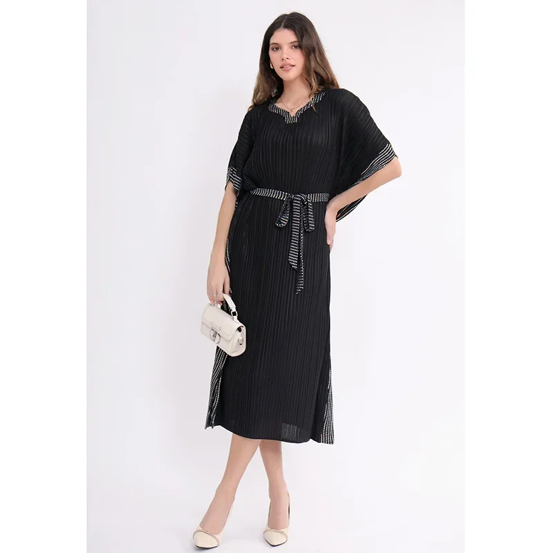 Miyake French High-end Niche Tether Hepburn Style Dress 2025 Spring Loose and Elegant Hot Phnom Penh Medium and Long Dress Women