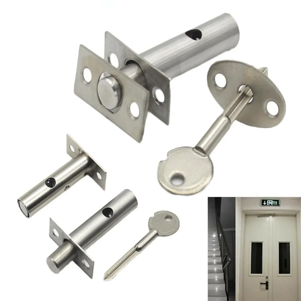 1 Set Door Rack Bolts Dead Bolt Lock Star Key Security Strong Key Spare Iron Tool Hardware For Home Bolt Door R2Q9