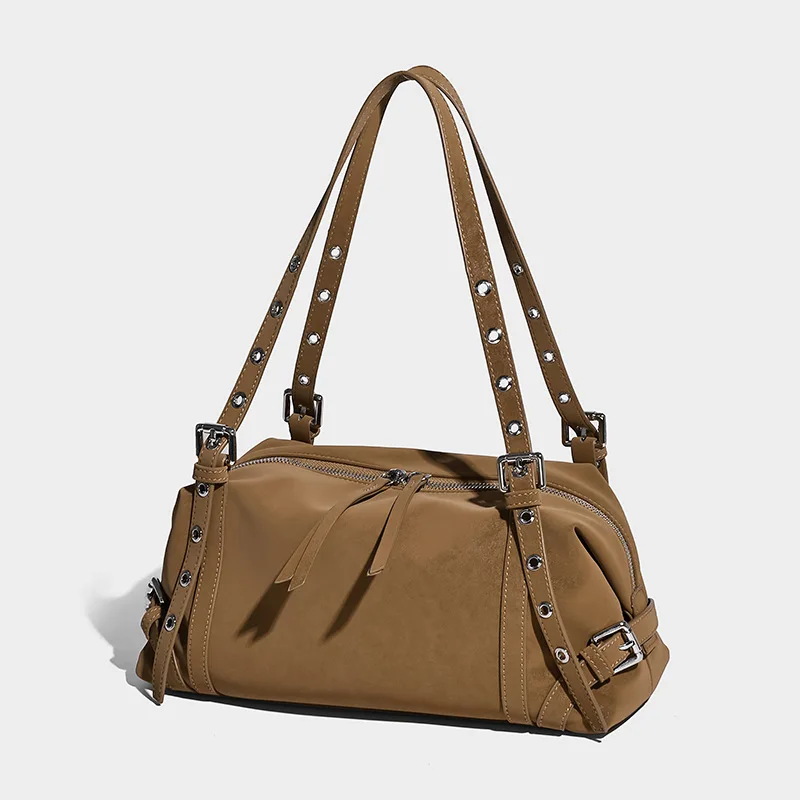 

New Trendy Fashion Faux Suede Single Underarm Bags High-End Feel Girls Shoulder Bags Large Capacity Boston Pillow Handbags Purse