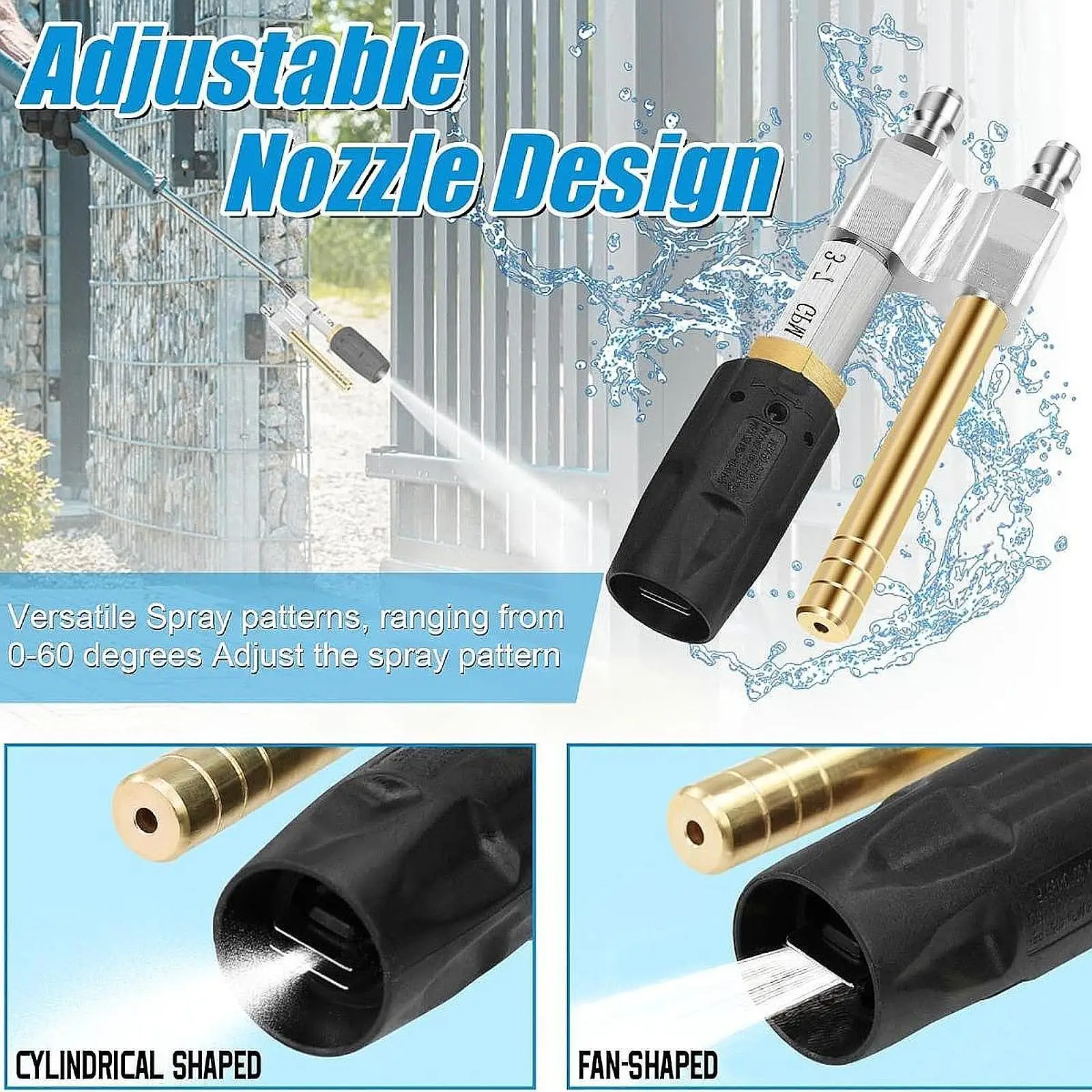

Twist Nozzle Downstream Soft Wash Nozzle for Hard to Reach Elevated Areas