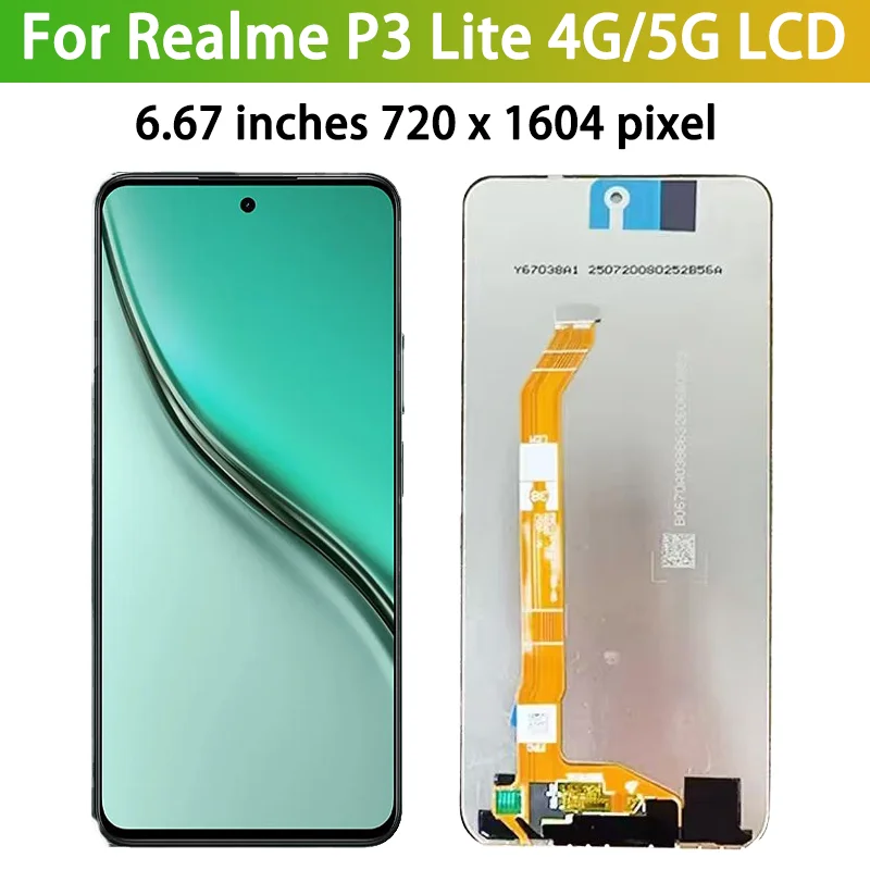 IPS For Realme P3 Lite 4G RMX5300 LCD Display Touch Screen Digitizer For Realme P3Lite 5G RMX3943 Display Replacement