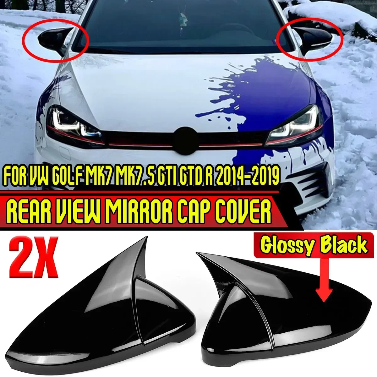 

Mk7 mk7.5 накладка на зеркало заднего вида автомобиля Cap для Volkswagen For VW Golf mk7 mk7.5 GTI GTD R 2014-2019 крышка зеркала заднего вида Body Kit