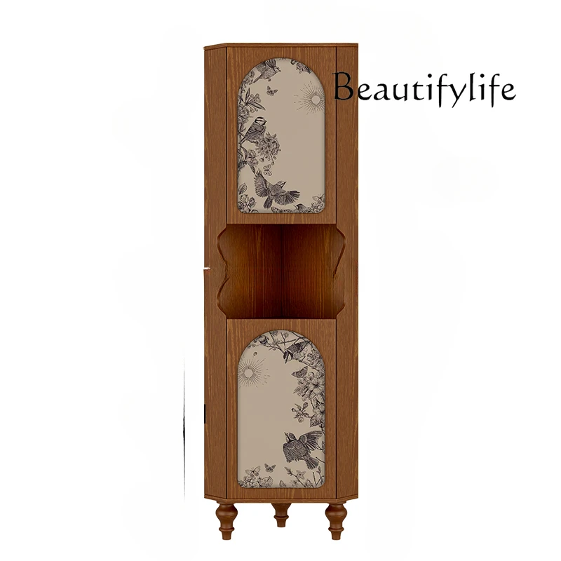 

French solid wood triangular cabinet, corner corner cabinet next to the sofa in the living room, locker customization