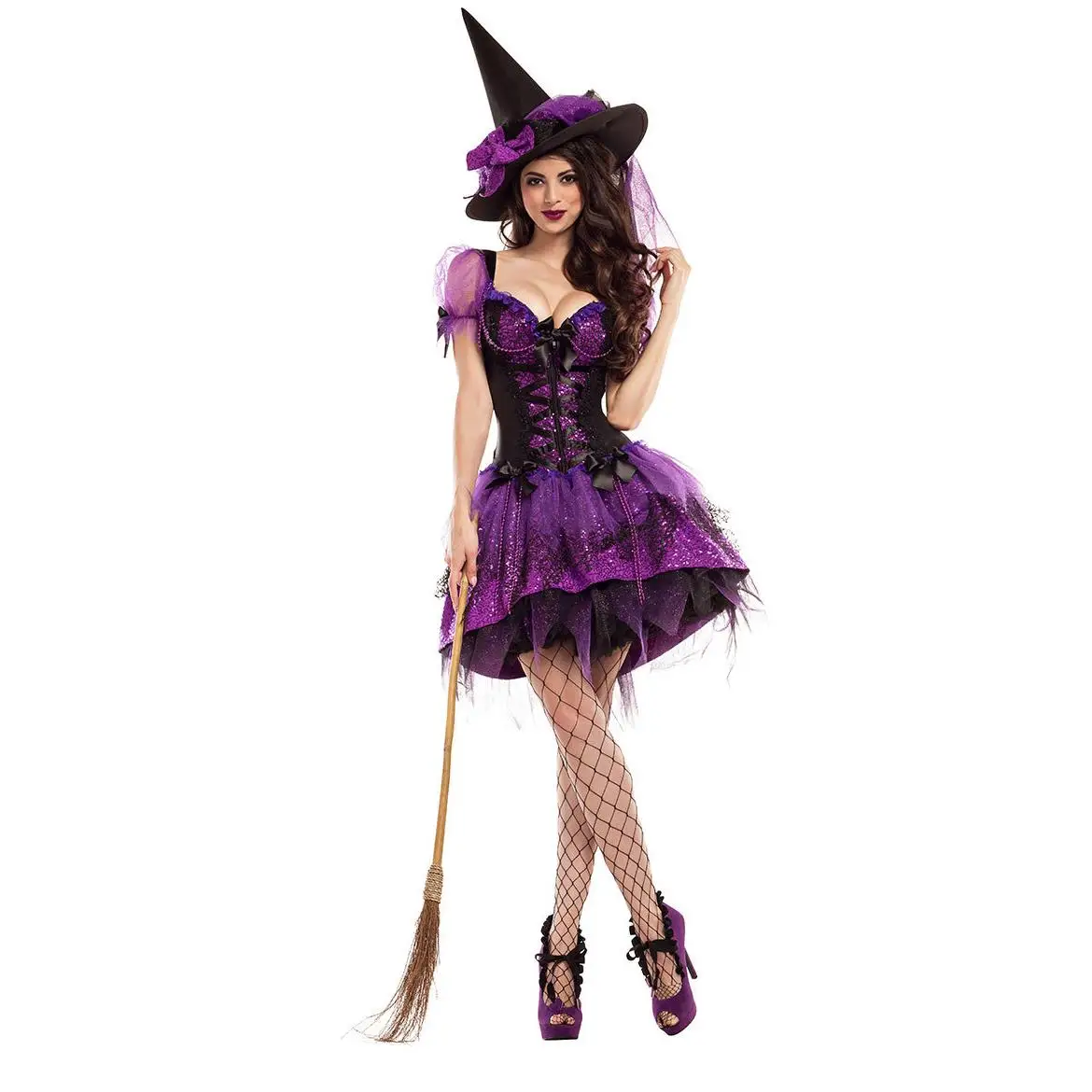 New loween Purple Witch Costume Cosplay Performance Dr Witch Princ Skirt Stage Outfit Fem loween Costume