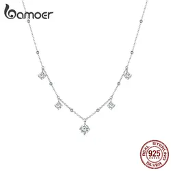 Bamoer Five Princess Waterdrop 3.0 CTTW pełny naszyjnik Moissanite prawdziwe srebro próby 925 D kolor laboratoryjny diament biżuteria zaręczynowa