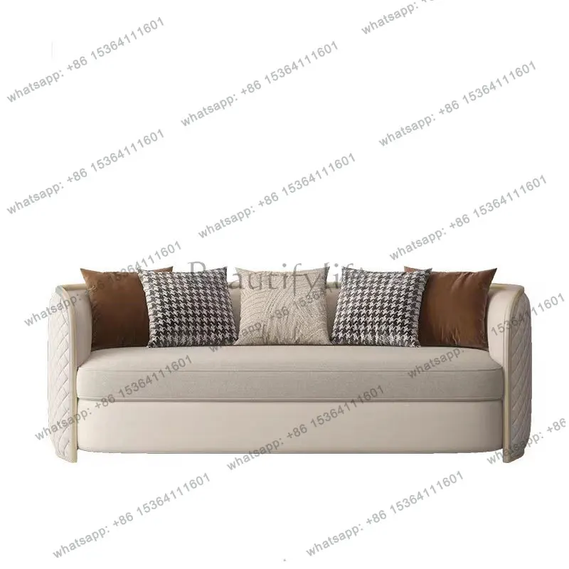 American light luxury leather solid wood sofa European combination first layer cowhide postmodern