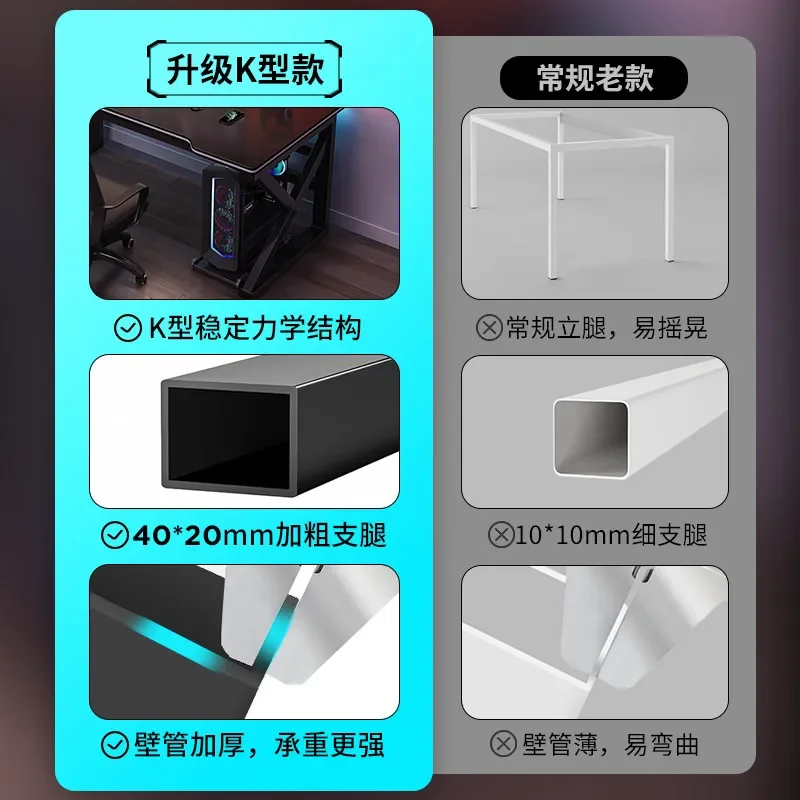 Double Desktop Computer Desk Modern Simple Gaming Table for Home Bedroom Esports Desk and Chair Combo Set - view 5